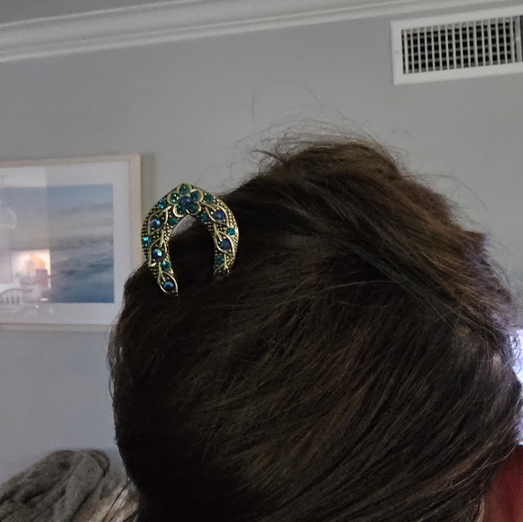 Hair Stick, gold & blue - Picture 8 of 9